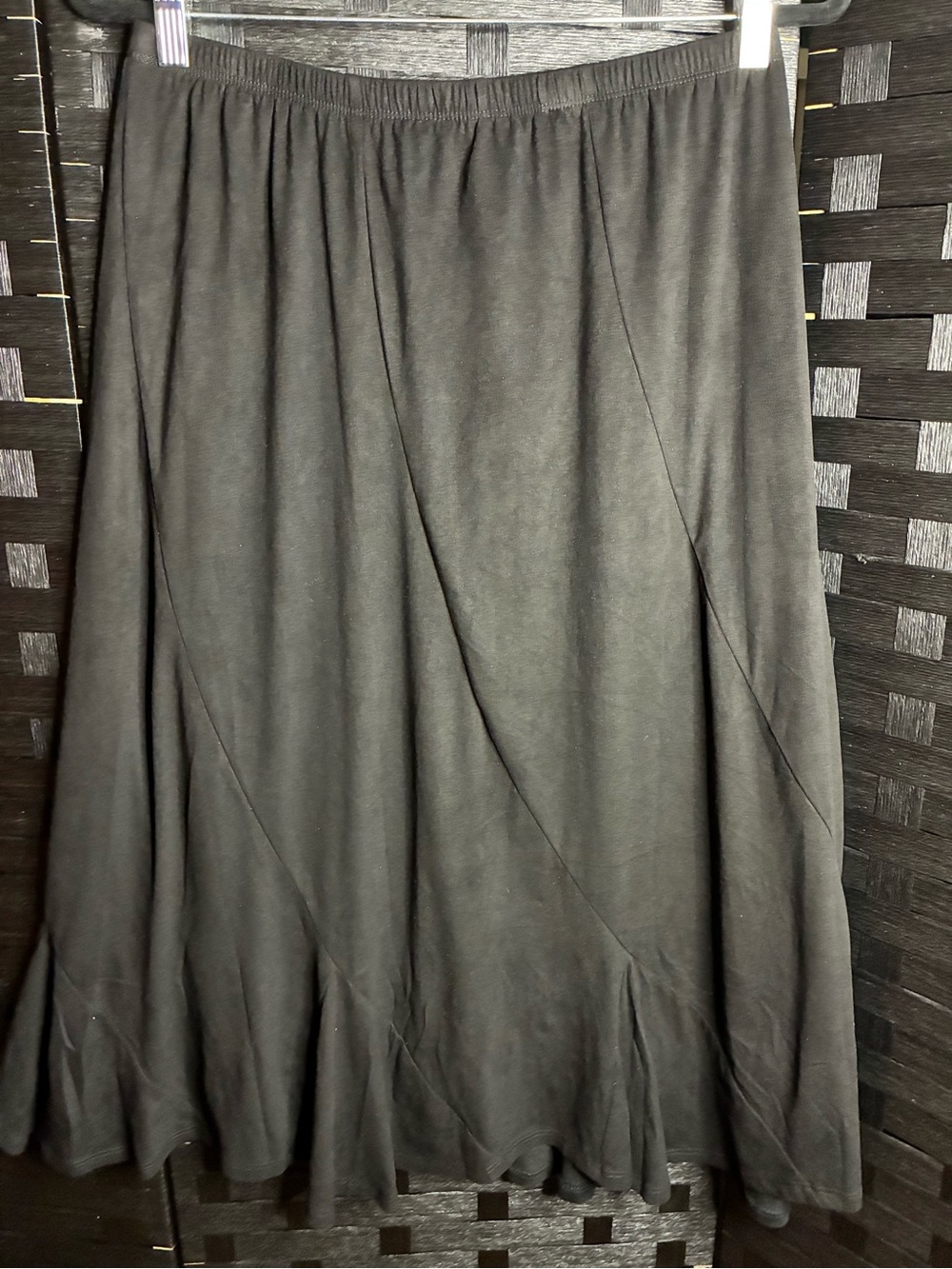 Black A-Line Skirt with Soft Draped Panels
